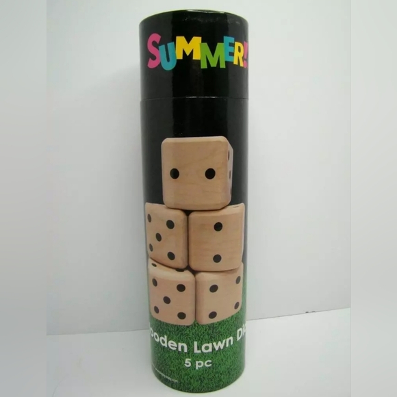 WOODEN LAWN DICE 5 PC WOODEN SET BRAND SUMMER - Picture 1 of 3